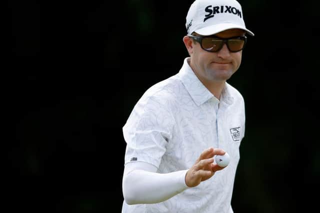 Russell Knox acknowledes the crowd during the final round of the Sony Open in Hawaii at Waialae Country Club in Honolulu. Picture: Cliff Hawkins/Getty Images.