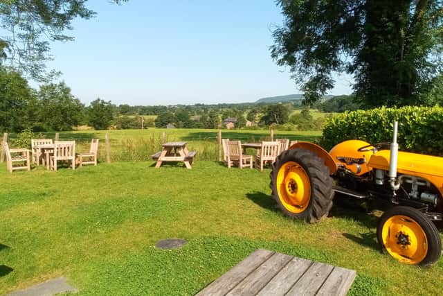 The view from the Derby Arms' outside dining area
