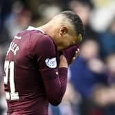 Hearts' Toby Sibbick looks dejected after the concession of the second goal against Celtic at Tynecastle.