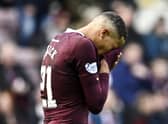 Hearts' Toby Sibbick looks dejected after the concession of the second goal against Celtic at Tynecastle.