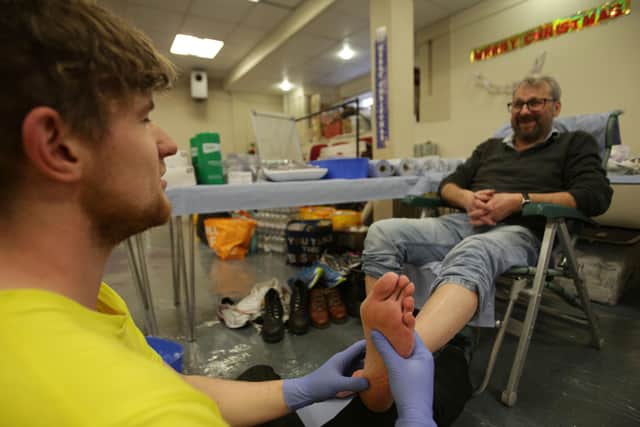 Normally Crisis offers podiatry services at its Christmas centres as homelessness can cause foot problems but this year, because of the pandemic, podiatry kits were sent out to people in temporary accommodation (Picture: David Cheskin/PA)