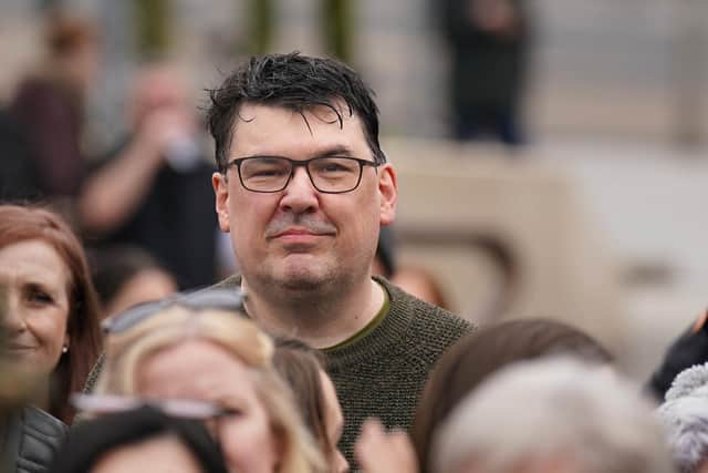 Father Ted creator Graham Linehan during a Let Women Speak rally in Belfast earlier this year