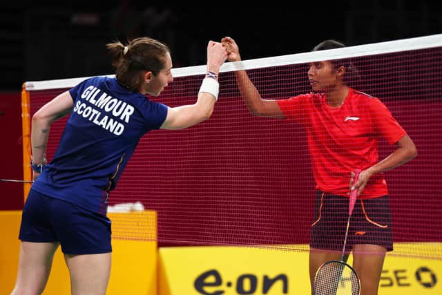 Scotland's Kirsty Gilmour defeated Aminath Nabeeha Abdul Razzaq from the Maldives in the women's singles Group C opener. (Photo by Elsa/Getty Images)