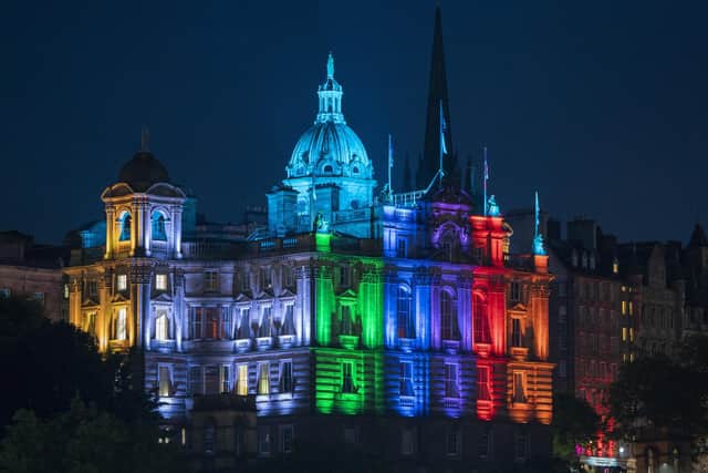 The traditional headquarters of Bank of Scotland on The Mound, Edinburgh, and now home to the Scottish HQ for Lloyds Banking Group.