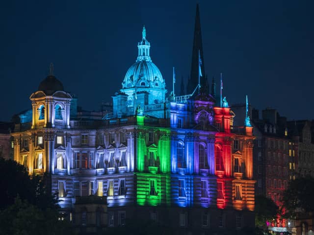 The traditional headquarters of Bank of Scotland on The Mound, Edinburgh, and now home to the Scottish HQ for Lloyds Banking Group.