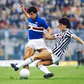 Gianluca Vialli, who has died at the age of 58, in action for Sampdoria in 1984. (Photo by Trevor Jones/Allsport/Getty Images)