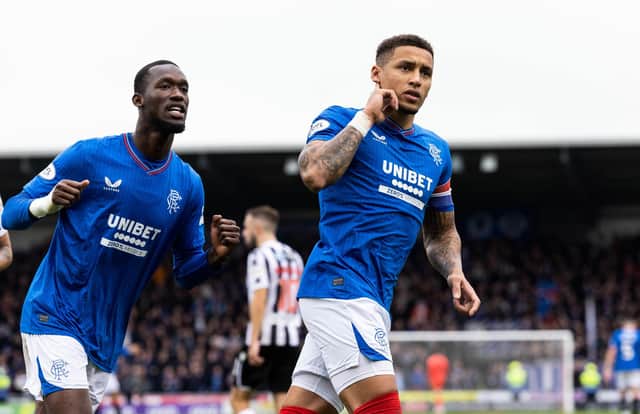 Rangers captain James Tavernier celebrates after scoring the penalty opener in the win over St Mirren. (Photo by Craig Foy / SNS Group)