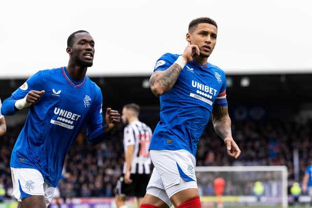 Rangers captain James Tavernier celebrates after scoring the penalty opener in the win over St Mirren. (Photo by Craig Foy / SNS Group)
