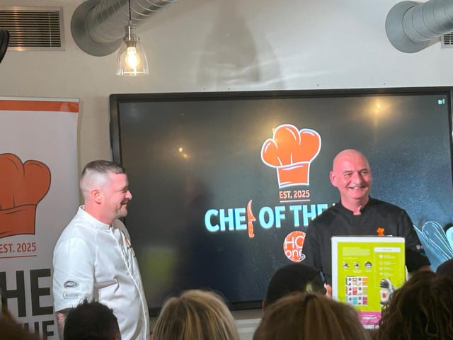 Roy Simpson, Head Chef at HC-One Scotland’s Balfarg Care Home being presented with his prize at the HC-One Chef of the Year Competition, presented by Chris Bonner