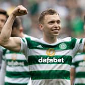 Celtic's Alistair Johnston celebrates the 3-2 win over Rangers last Saturday.  (Photo by Craig Williamson / SNS Group)