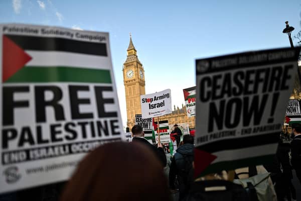 Policing pro-Palestinian marches and other demonstrations is expensive and, at times, controversial (Picture: Justin Tallis/AFP via Getty Images)
