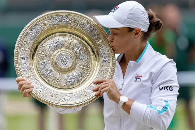 Barty celebrates her first Wimbledon triumph