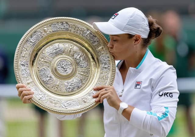 Barty celebrates her first Wimbledon triumph