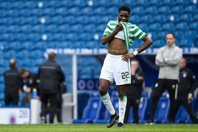 Celtic's Odsonne Edouard shows his frustration at missing a penalty in the 2-0 Scottish Cup defeat to Rangers at Ibrox (Photo by Rob Casey / SNS Group)