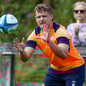 Darcy Graham during Edinburgh's 'Rugby on the Road' event at Linlithgow RFC.  (Photo by Ross Parker / SNS Group)