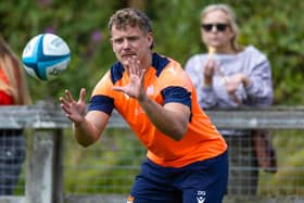 Darcy Graham during Edinburgh's 'Rugby on the Road' event at Linlithgow RFC.  (Photo by Ross Parker / SNS Group)