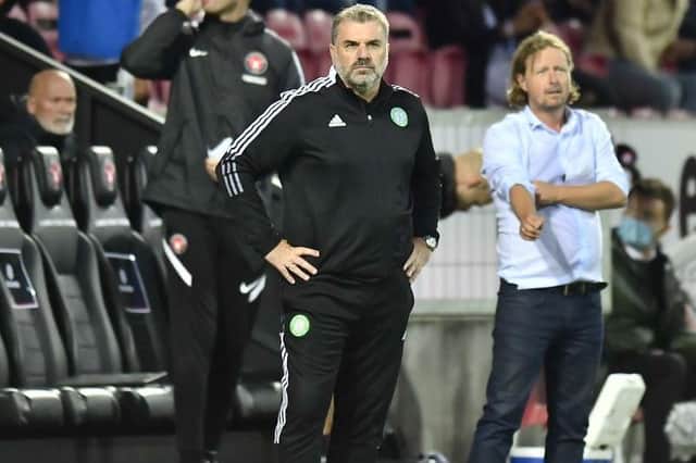 Ange Postecoglou watches on as Celtic are eliminated from Champions League qualification. Picture: Getty