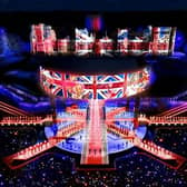 A mock-up of the Coronation Concert stage. Photo: BBC