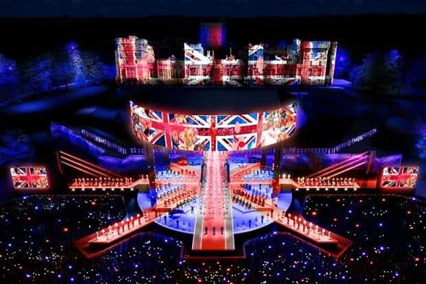 A mock-up of the Coronation Concert stage. Photo: BBC