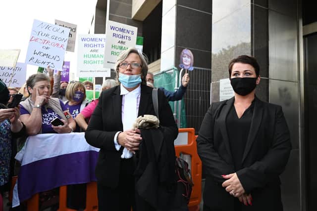 Marion Millar (Right), who was represented by SNP MP Joanna Cherry (Left), made no plea today at Glasgow Sheriff Court.