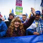 Comedian Janey Godley takes part in the All Under One Banner march in support of Scottish independence in 2019 (Picture: Jeff J Mitchell/Getty Images)