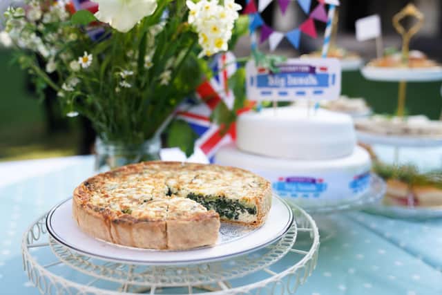 The official coronation quiche at a Coronation Big Lunch hosted by the Archbishop of Canterbury, at Westminster Abbey, in central London. Picture date: Tuesday April 18, 2023.