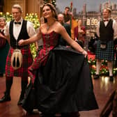 Cary Elwes and Brooke Shields in tartan tinselfest A Castle For Christmas (Picture: Mark Mainz/Netflix © 2021)