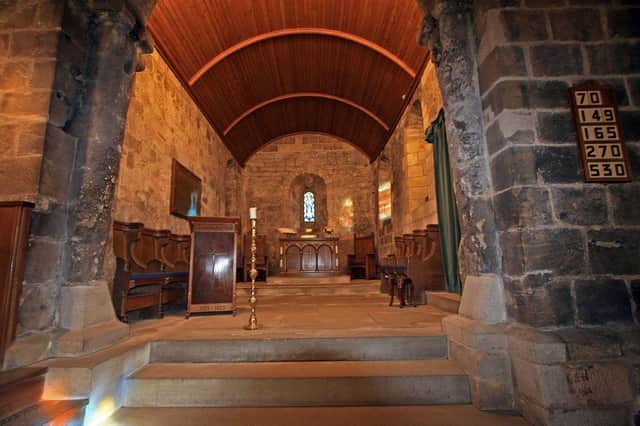 The ancient interior of St Fillan's