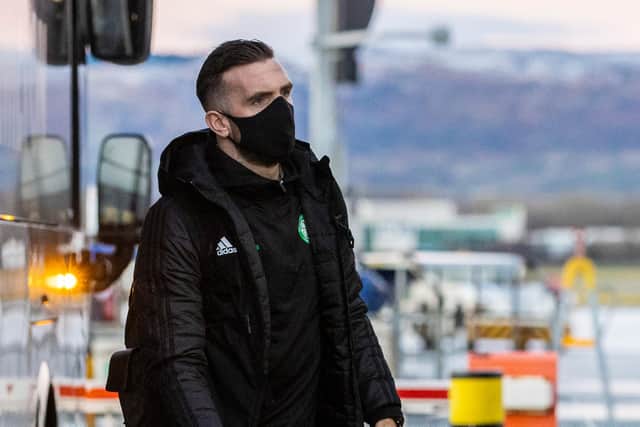 Shane Duffy pictured as Celtic left from Glasgow Airport for their midseason training camp in Dubai on January 02 (Photo by Craig Williamson / SNS Group)