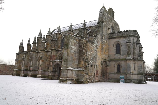 Rosslyn Chapel in Edingburgh following a light dusting of snow.