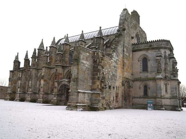 Rosslyn Chapel in Edingburgh following a light dusting of snow.