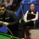 Ronnie O'Sullivan during his semi-final win on day fifteen of the Betfred World Snooker Championship at The Crucible, Sheffield. Richard Sellers/PA Wire.