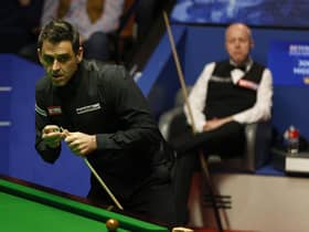 Ronnie O'Sullivan during his semi-final win on day fifteen of the Betfred World Snooker Championship at The Crucible, Sheffield. Richard Sellers/PA Wire.