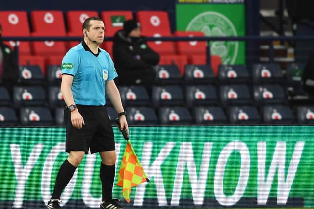 Assistant referee and leader of the Scottish Conservatives, Douglas Ross, during a William Hill Scottish Cup semi-final match between Celtic and Aberdeen at Hampden Park. Picture: Craig Foy/SNS Group