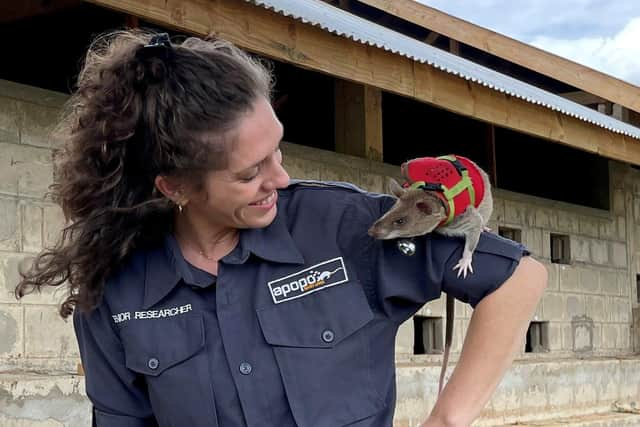 Dr Donna Kean with Jo the rat.