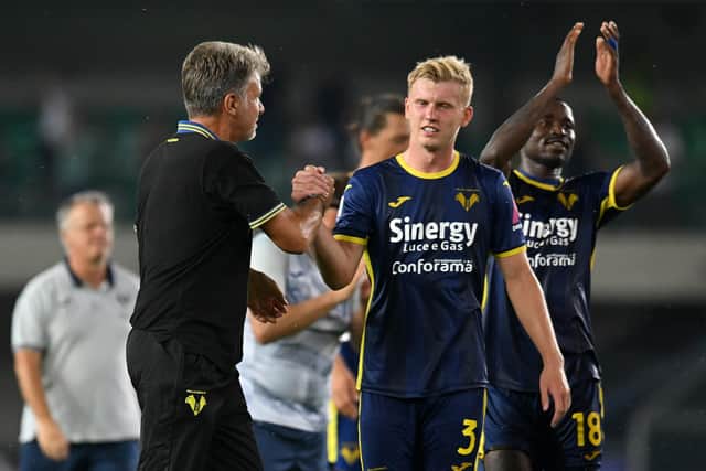 Doig receives the acclaim of coach Marco Baroni at Hellas Verona.
