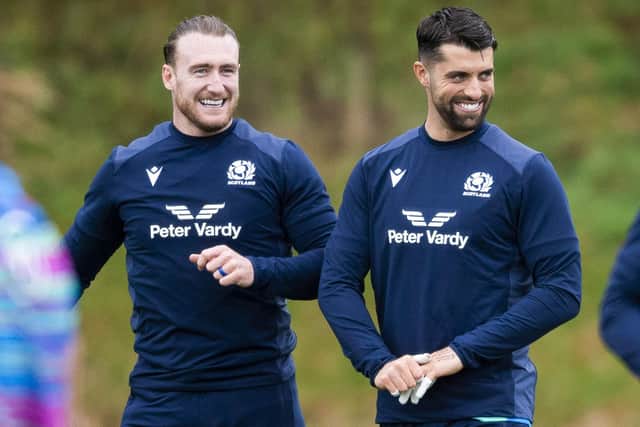 Stuart Hogg (left) and Adam Hastings return to the Scotland starting line-up for the autumn international against Fiji at Murrayfield. (Photo by Ross MacDonald / SNS Group)