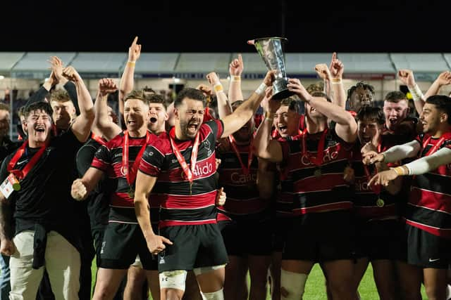 Stirling Wolves lift the trophy after beating the Ayrshire Bulls in the FOSROC Super Series final at Hive Stadium last November.  (Photo by Paul Devlin / SNS Group)