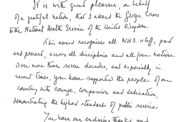 The handwritten note