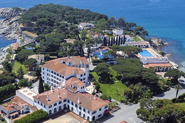 Hostal de la Gavina in S'Agaro, Catalonia from the air. Designed by famed Catalan architect Rafael Masó, since it opened its doors in 1932 it has welcomed A-listers including Elizabeth Taylor to Lady Gaga, Ernest Hemingway to Robert De Niro.