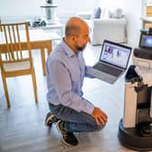 Dr Mauro Dragone with Toyota’s Human Support Robot.