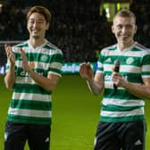 New Celtic signings Yuki Kobayashi (left) and Alistair Johnston could be in line to make their debut against Rangers. (Photo by Craig Williamson / SNS Group)