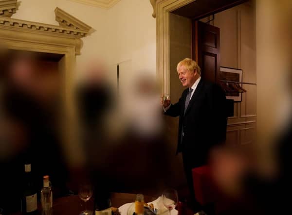 Boris Johnson pictured at 10 Downing Street during the Covid lockdown (Picture: Handout/UK Government via Getty Images)