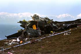The wreckage of the RAF Chinook helicopter, which crashed on the Mull of Kintyre on June 2, 1994 killing all 29 on board. Picture: Chris Bacon/PA Wire