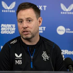 Rangers manager Michael Beale addresses the media ahead of Sunday's trip to Hibs. (Photo by Alan Harvey / SNS Group)