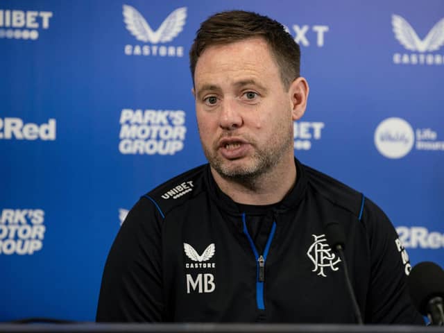 Rangers manager Michael Beale addresses the media ahead of Sunday's trip to Hibs. (Photo by Alan Harvey / SNS Group)
