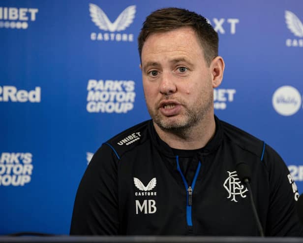 Rangers manager Michael Beale addresses the media ahead of Sunday's trip to Hibs. (Photo by Alan Harvey / SNS Group)