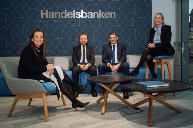 Fiona Salmon, Greg Robinson, Iain Henderson (branch manager) and Nikki Calder from the private banking team.