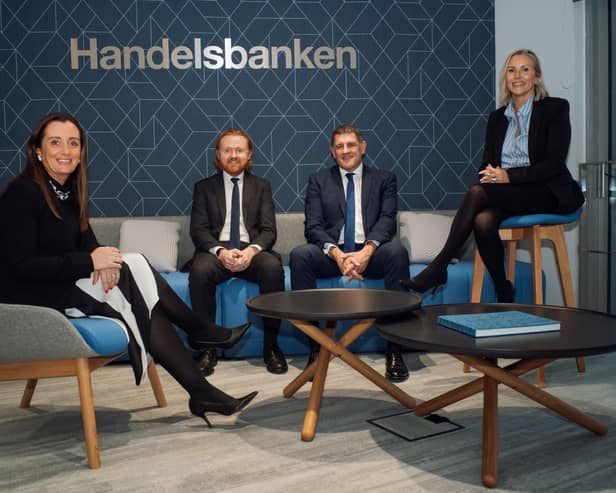 Fiona Salmon, Greg Robinson, Iain Henderson (branch manager) and Nikki Calder from the private banking team.