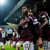 Josh Ginnelly after scoring Hearts' equaliser in Perth.
